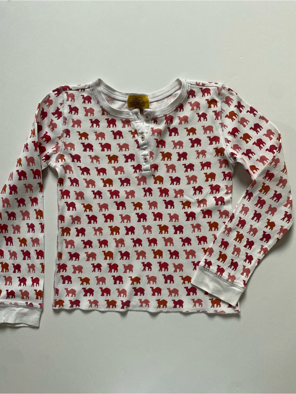 Roller Rabbit Pajamas Size 6 Camels Red Pink Long Johns Cotton Kids 2 Piece Flaw